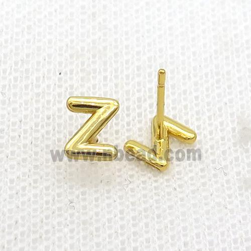Copper Stud Earring Z-Letter Gold Plated