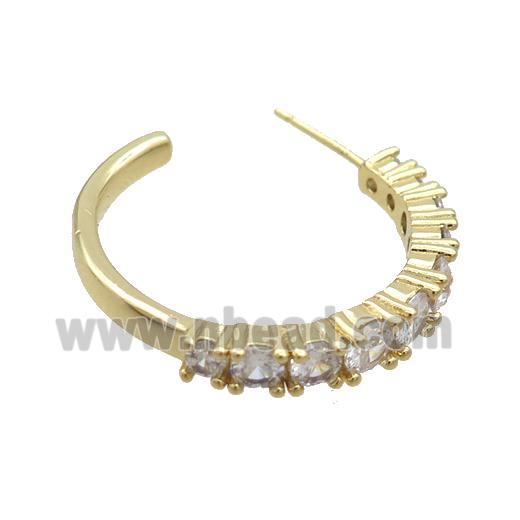 Copper Stud Earring Pave Zircon Gold Plated