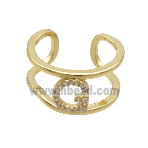 Copper Ring Pave Zircon G-Letter Gold Plated
