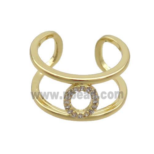 Copper Ring Pave Zircon O-Letter Gold Plated