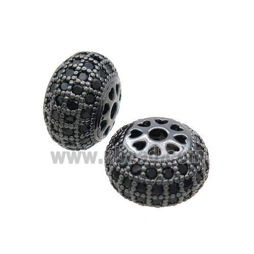 Copper Rondelle Beads Pave Zircon Black Plated