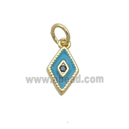 Copper Rhombic Pendant Teal Enamel Darts Gold Plated
