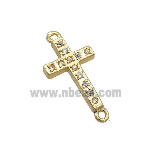 Copper Cross Connector Pave Zircon Gold Plated