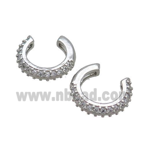 Copper Clip Earring Pave Zircon Platinum Plated