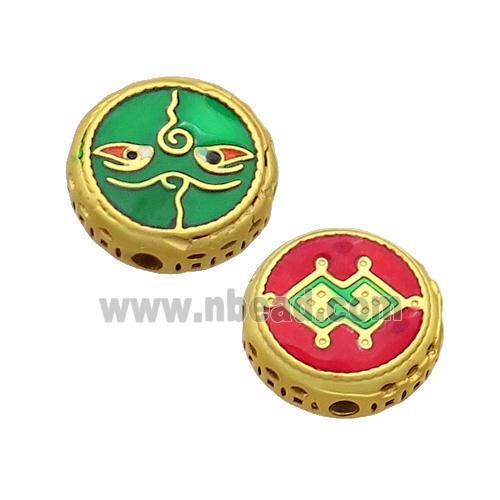 Copper Button Circle Beads Enamel Gold Plated