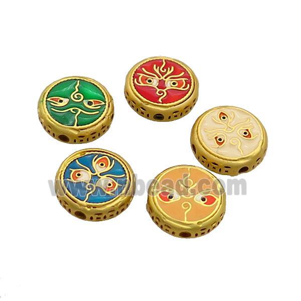 Copper Button Circle Beads Enamel Gold Plated Mixed