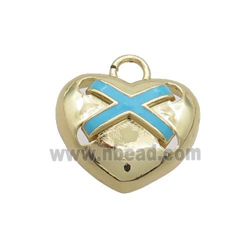 Copper Heart Pendant Blue Enamel Gold Plated