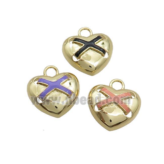 Copper Heart Pendant Enamel Gold Plated Mixed