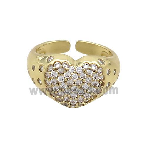 Copper Ring Pave Zircon Heart Gold Plated
