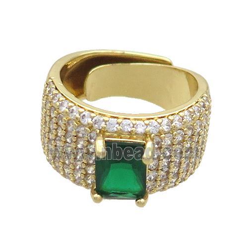 Copper Ring Pave Zircon Adjustable Gold Plated