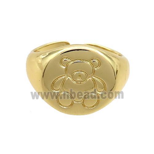 Copper Ring Bear Gold Plated