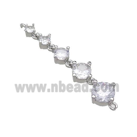 Copper Stick Connector Pave Crystal Glass Platinum Plated