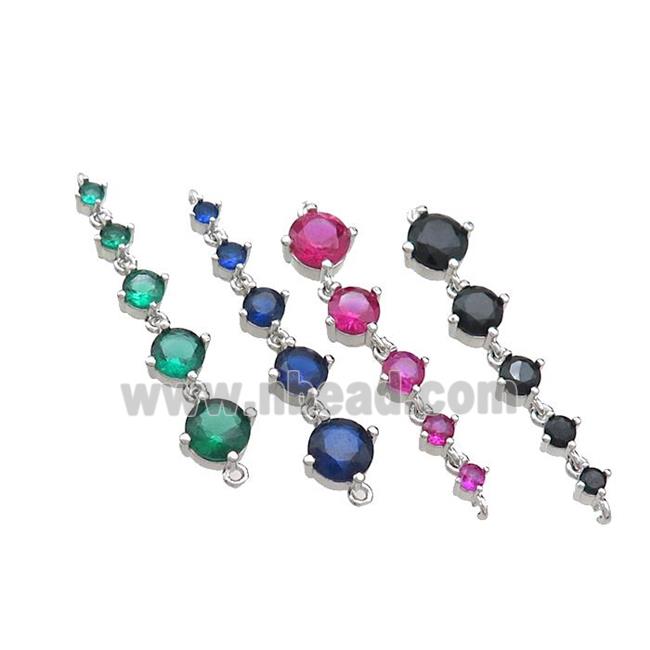 Copper Stick Connector Pave Crystal Glass Platinum Plated Mixed