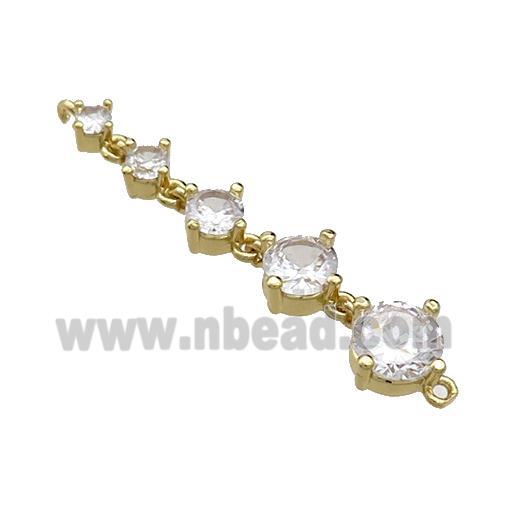 Copper Stick Connector Pave Crystal Glass Gold Plated