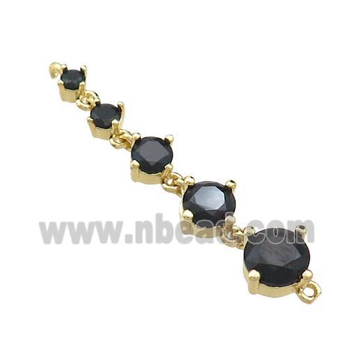 Copper Stick Connector Pave Black Crystal Glass Gold Plated