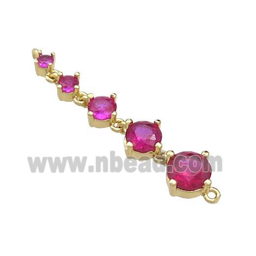 Copper Stick Connector Pave Fuchsia Crystal Glass Gold Plated
