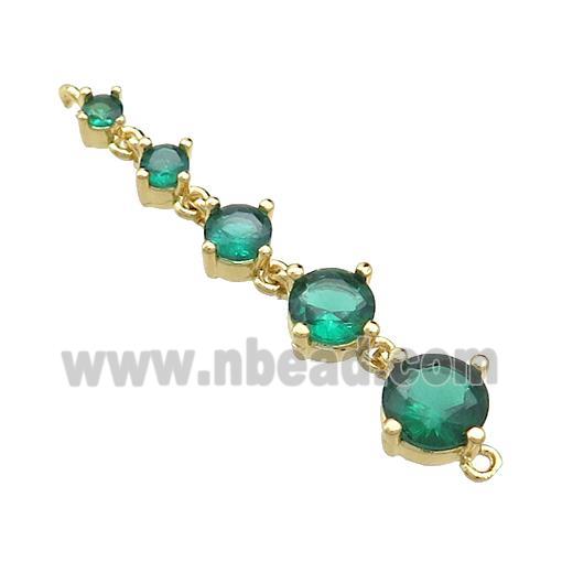Copper Stick Connector Pave Green Crystal Glass Gold Plated