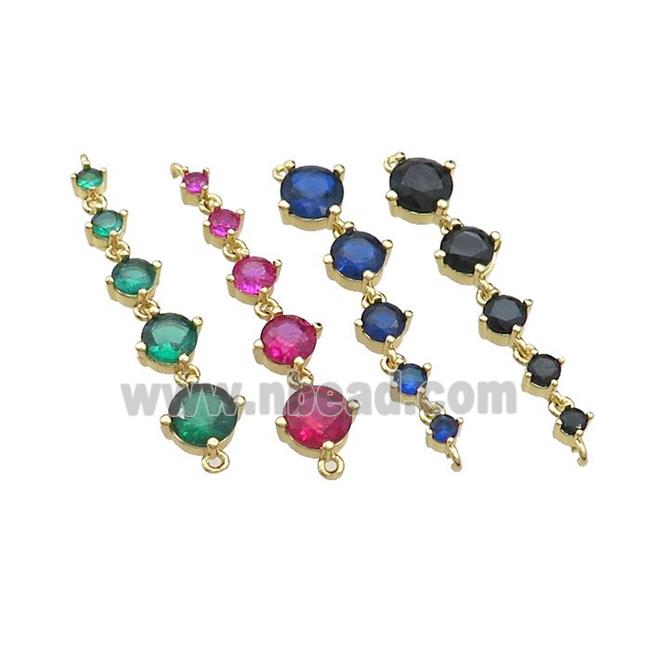 Copper Stick Connector Pave Crystal Glass Gold Plated Mixed