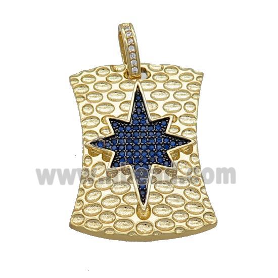 Copper Northstar Pendant Pave Blue Zircon Gold Plated