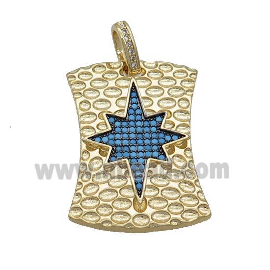 Copper Northstar Pendant Pave Turqblue Zircon Gold Plated