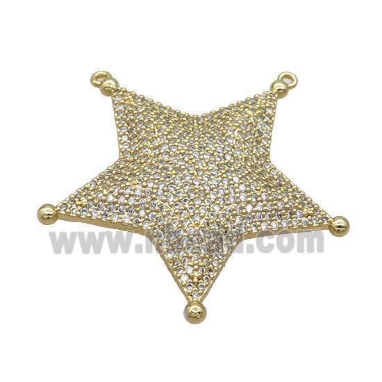 Copper Star Pendant Pave Zircon 2loops Gold Plated
