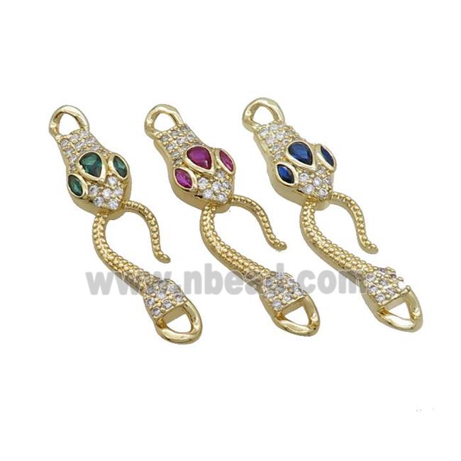 Copper Snake Connector Pave Zircon Gold Plated Mixed