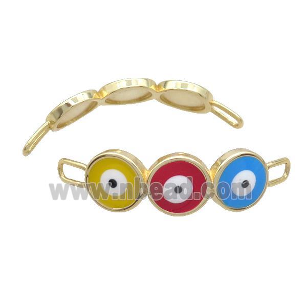 Copper Evil Eye Connector Multicolor Enamel Bending Links Gold Plated