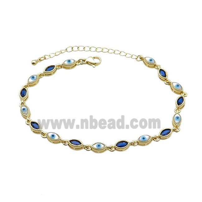 Copper Bracelets Pave Blue Zirocn Evile Eye Gold Plated