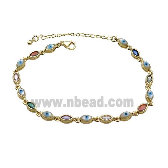 Copper Bracelets Pave Multicolor Zirocn Evile Eye Gold Plated