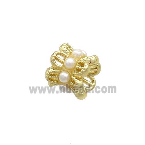 Copper Capbeads Pave Pearlized Plastic Double Gold Plated