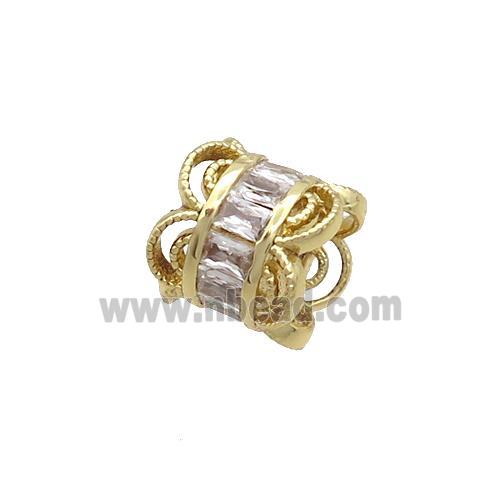 Copper Capbeads Pave Zircon Double Gold Plated