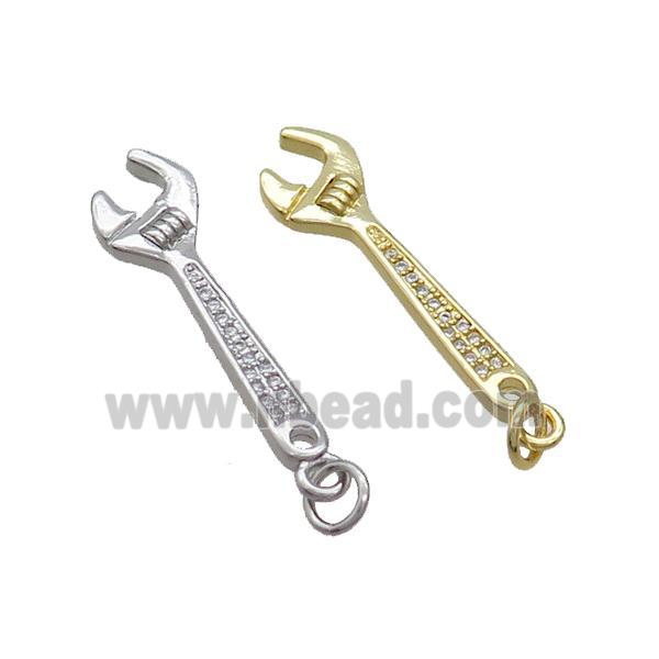 Copper Wrench Charm Pendant Pave Zircon Tools Mixed