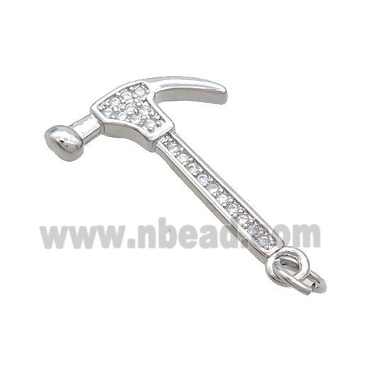 Copper Hammer Pendant Pave Zircon Tools Charms Platinum Plated