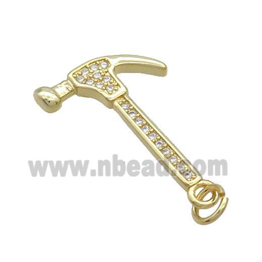 Copper Hammer Pendant Pave Zircon Tools Gold Plated