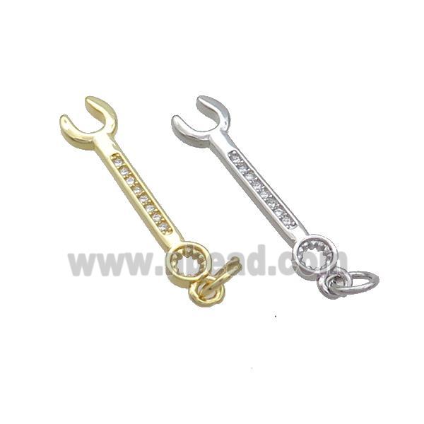Copper Wrench Charm Pendant Pave Zircon Tools Mixed