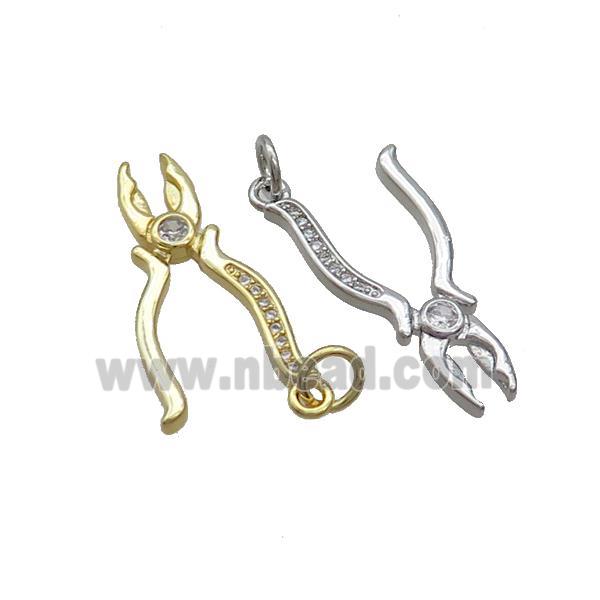 Copper Pliers Charms Pendant Pave Zircon Tools Mixed