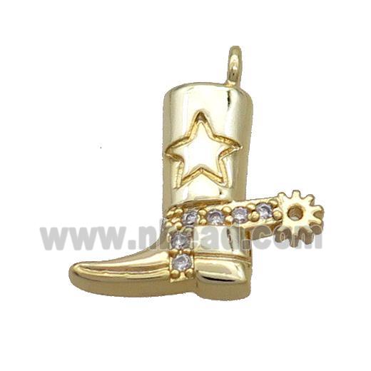 Copper Shoes Charms Pendant Pave Zircon Gold Plated