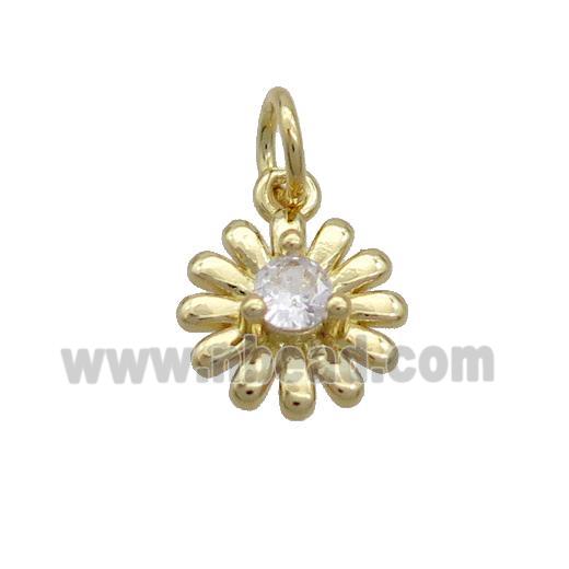 Copper Sunflower Pendant Pave Zircon Gold Plated