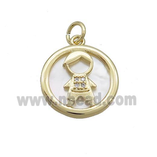 Copper Boy Charms Pendant Pave Zircon Shell Gold Plated