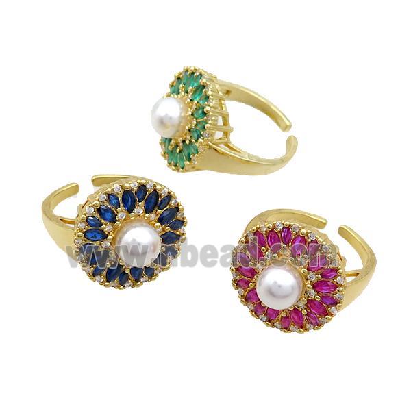 Copper Ring Pave Zircon Gold Plated Mixed