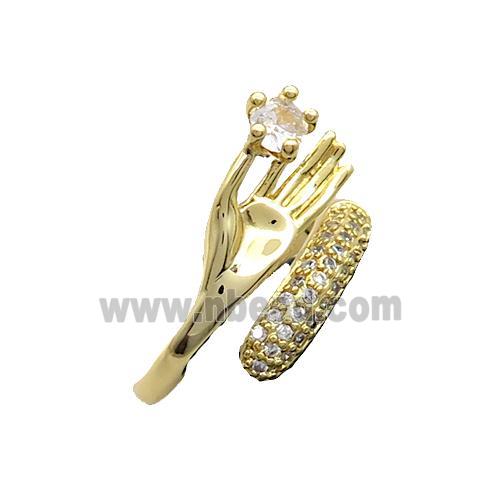 Copper Ring Pave Zircon Hand Gold Plated