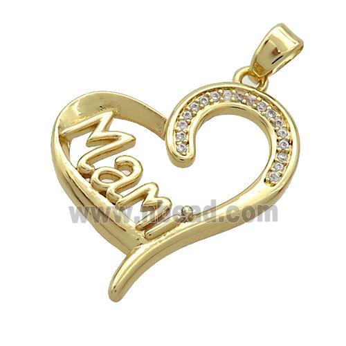 Copper Heart Pendant Pave Zircon Mami Gold Plated