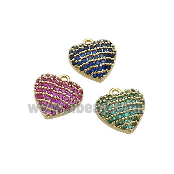 Copper Heart Pendant Pave Zircon Gold Plated Mixed