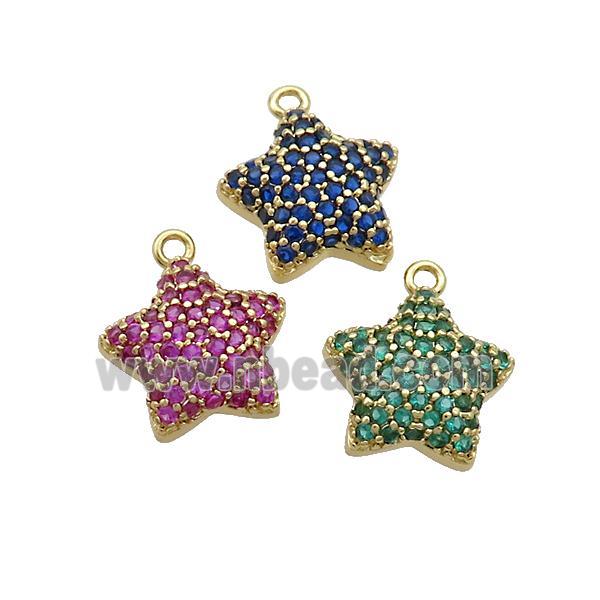 Copper Star Pendant Pave Zircon Gold Plated Mixed