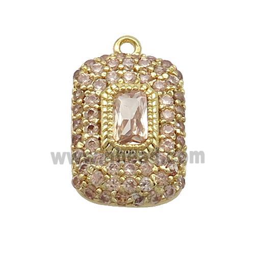 Copper Rectangle Pendant Pave Champagne Zircon Gold Plated
