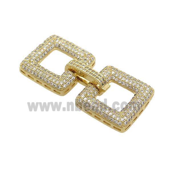 Copper Clasp Pave Zircon Gold Plated Square