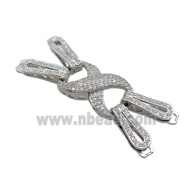 Copper Clasp Pave Zircon Platinum Plated Infinity