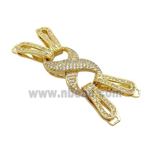 Copper Clasp Pave Zircon Gold Plated Infinity