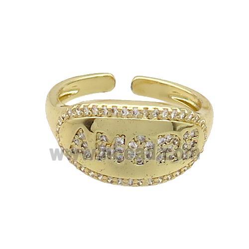 Copper Rings Pave Zircon AMORE Gold Plated