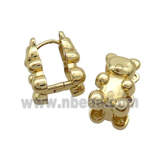 Copper Latchback Earrings Bear Gold Plated